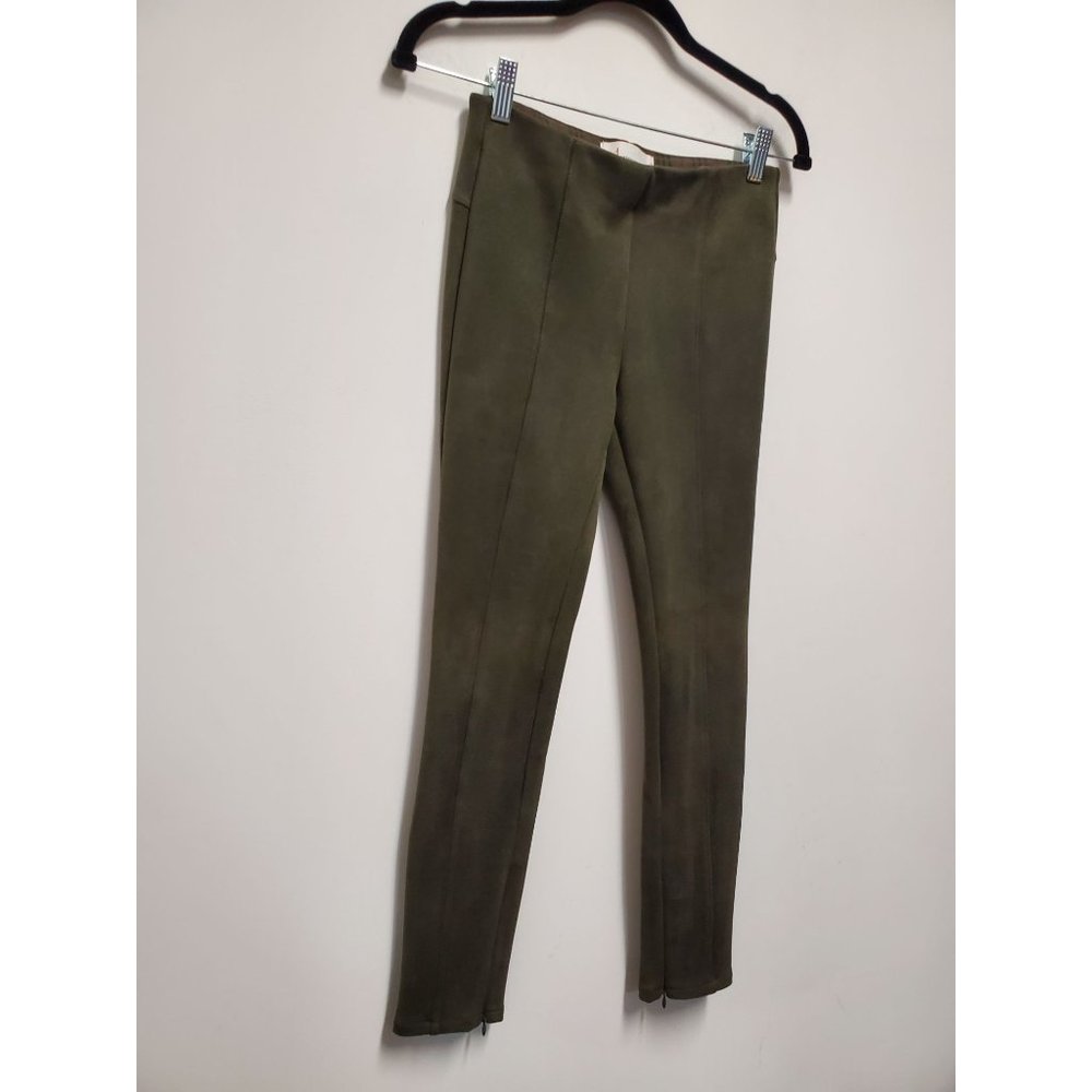Anthropologie Faux Suede Leggings Hunter Green Size 24P - Picture 3 of 8
